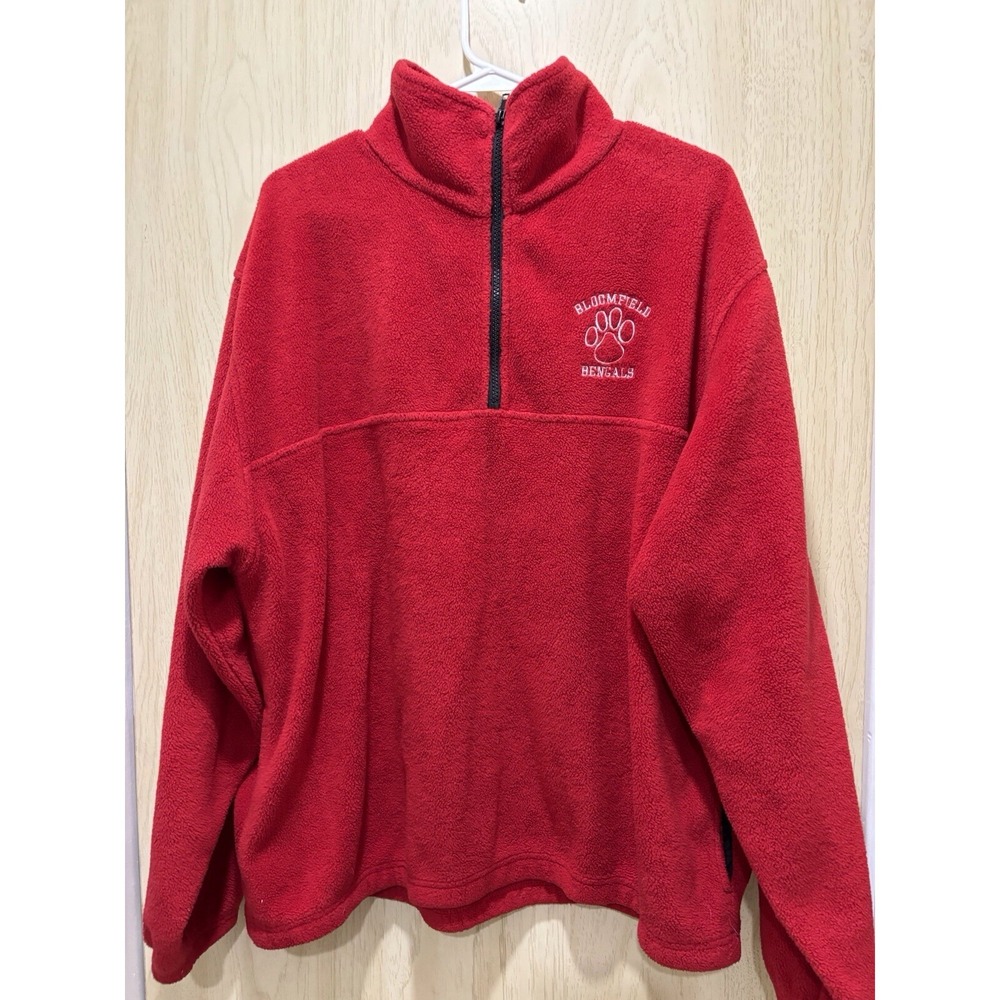 BLOOMFIELD BENGALS RED fleece pullover men's L